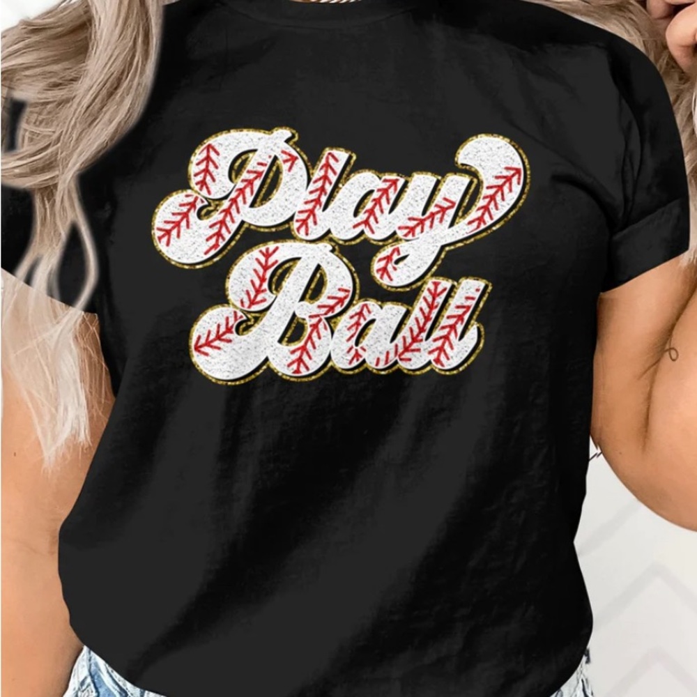 Baseball Play Ball Black Tee